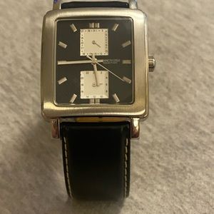 36mm Kenneth Cole REACTION -Watch -Leather Band - SQUARE FACE -Silver